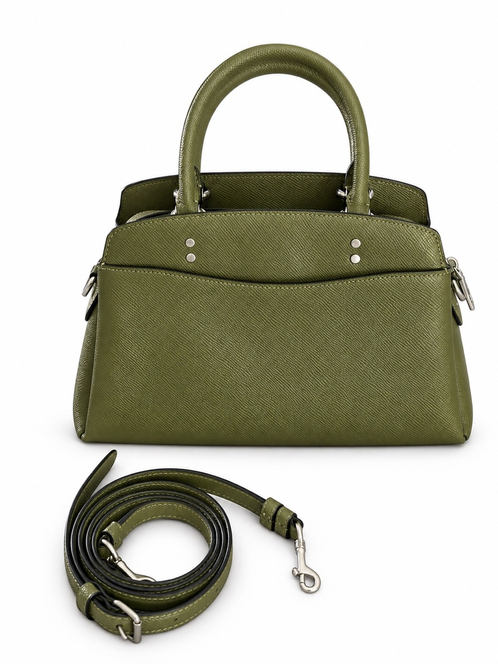 Coach 91146 Mini Lillie Carryall Bag Crossgrain Leather Crossbody Olive Green - Picture 2 of 9